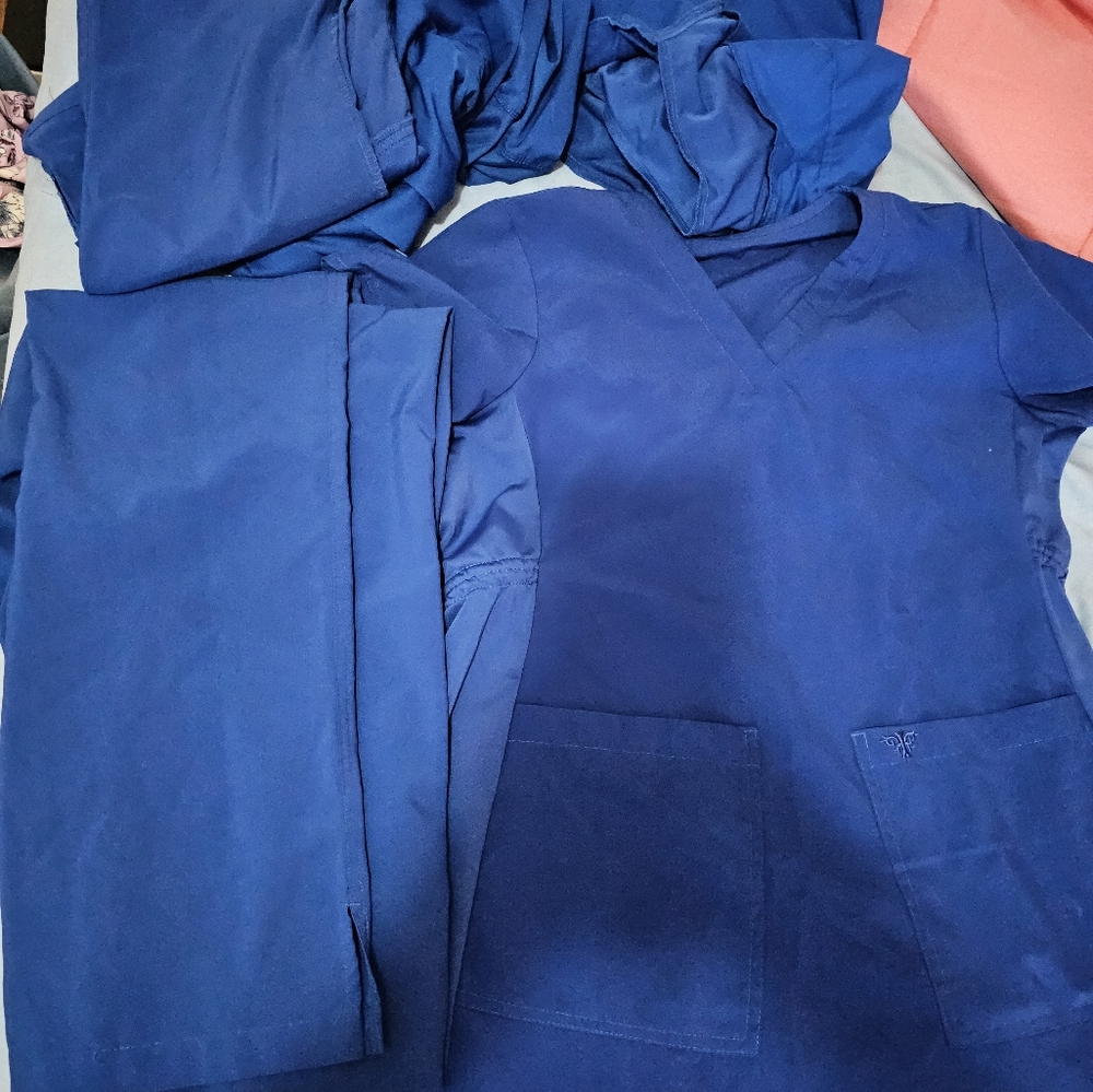 Bundle of Royal Blue Maternity Scrubs, Size Small